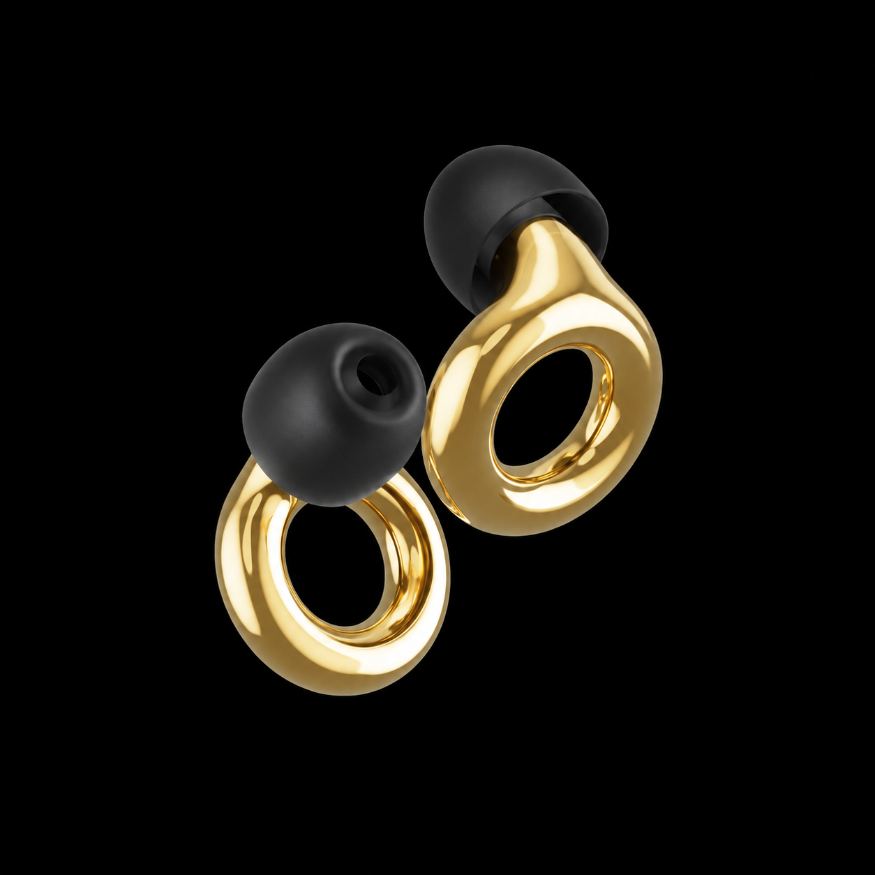 Gold earplugs from a product listing